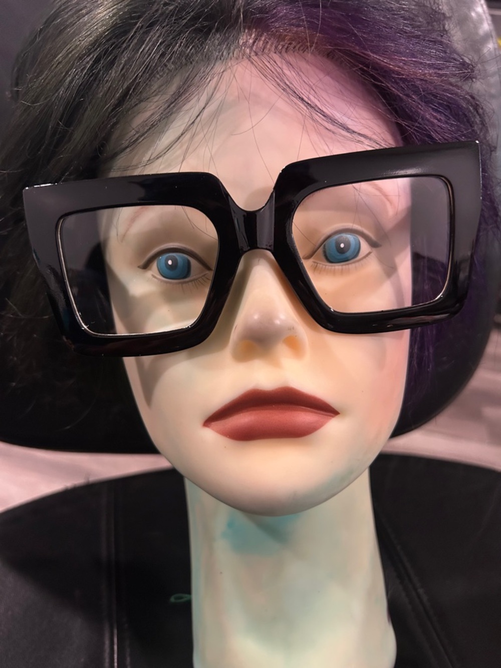 Bold Black Square Oversized Glasses clear Lens Ready to wear